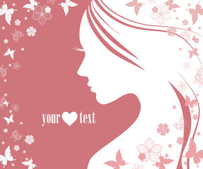 silhouette of a beautiful woman with long hair