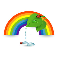 rainbow with drops of water
