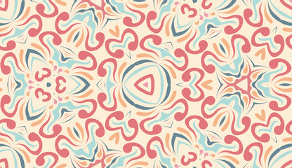 Abstract ethnic pattern in pastel shades. Design element for card, invitation, cover, wallpaper, tile, packaging, background. Tribal ethnic ornament in arabic style.