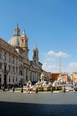 Piazza Navona, rome, italy, square, ancient, Fountain of the four Rivers, Egyptian obelisk,  Baroque,  architecture, church, cathedral, building, old, religion, landmark, history,  