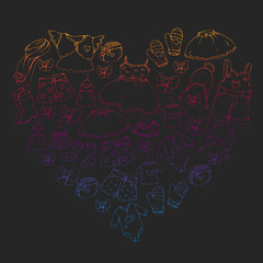 Children clothing and fashion. Dress, skirt, shorts. scarf, trousers for boys and girls. Kids fashion. Summer, winter, spring, autumn sale.