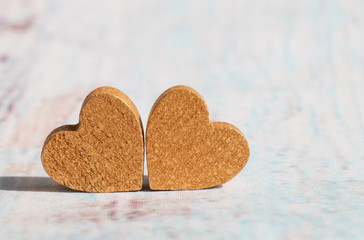 golden hearts on a white blue background