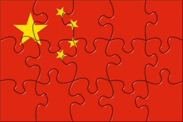People's Republic of China Flag Puzzle Pieces