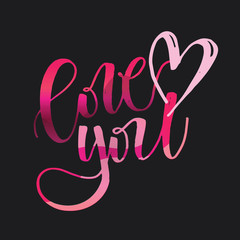 Fototapeta premium Hand drawn doodle lettering - love you