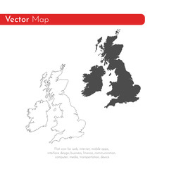 Vector map Great Britain. Isolated vector Illustration. Black on White background. EPS 10 Illustration.