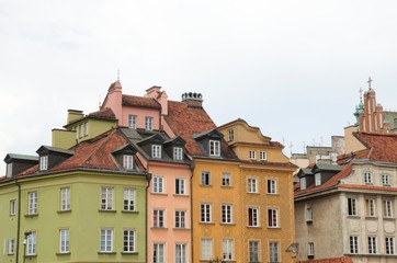 Fototapeta na wymiar Colorful houses in Warsaw, Poland