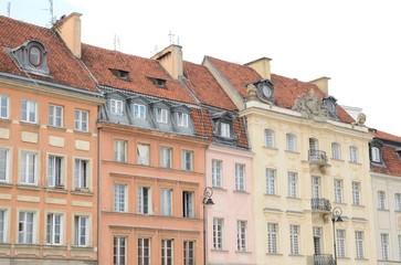 Fototapeta na wymiar Color facades in Warsaw, Poland