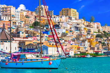 Sicily - beautiful coastal town Sciacca in south of island. Italy - obrazy, fototapety, plakaty
