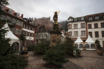 Fototapeta na wymiar Heidelberg / Germany - January 1 - 2016 : Bazaar place at New's year Day at Heidelberg