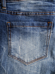 Background of worn jeans pocket