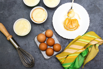 algerian homemade vanilla caramel custard desert, flan