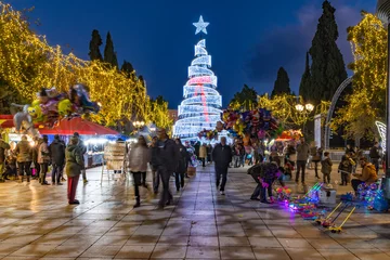 Poster syntagma square with christmas tree © araelf