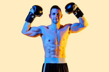 Fototapeta na wymiar studio portrait of a boxer champion winner 