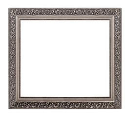 Silver frame for paintings, mirrors or photo isolated on white background	