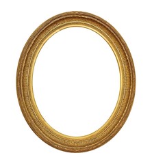 Golden frame for paintings, mirrors or photo isolated on white background