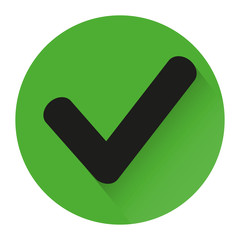 green check icon with shadow on white background