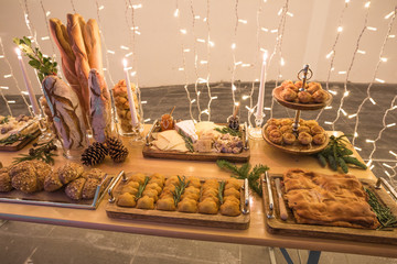 Workers Christmas Dinner in a Under Construction  Building.