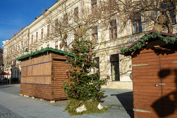 Mini-cafe in the city of Baden near Vienna after Christmas. Austria