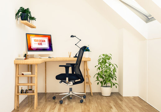 Desktop Computer in Office Mockup
