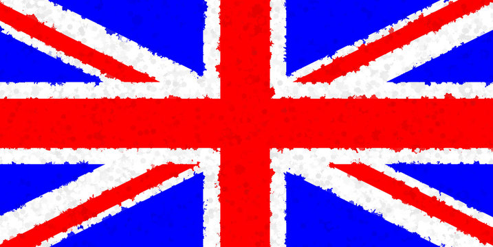 Graphic illustration of a British flag with an irregular pattern