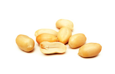 Fresh peanuts snack isolated on white background
