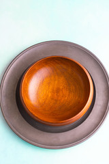 Empty Rustic Bowl and Plate 