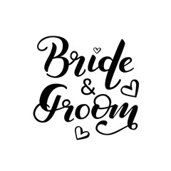 Bride and Groom lettering. Vector illustration