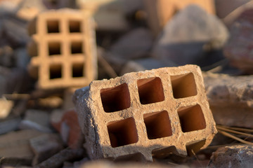 broken bricks of construction as real estate bubble concept