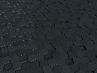 Abstract honeycomb metallic panels 3d background. Metallic hexagonal dark background or texture.