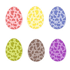 Painted raw Paschal Easter eggs colored and decorated. Vector illustration colorful isolated on white background