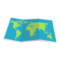 Paper world map. Geography icon. Modern vector illustration in a flat style isolated background.
