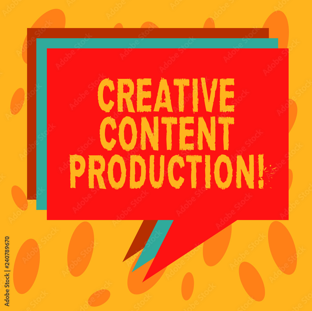 Poster writing note showing creative content production. business photo showcasing developing and creating 