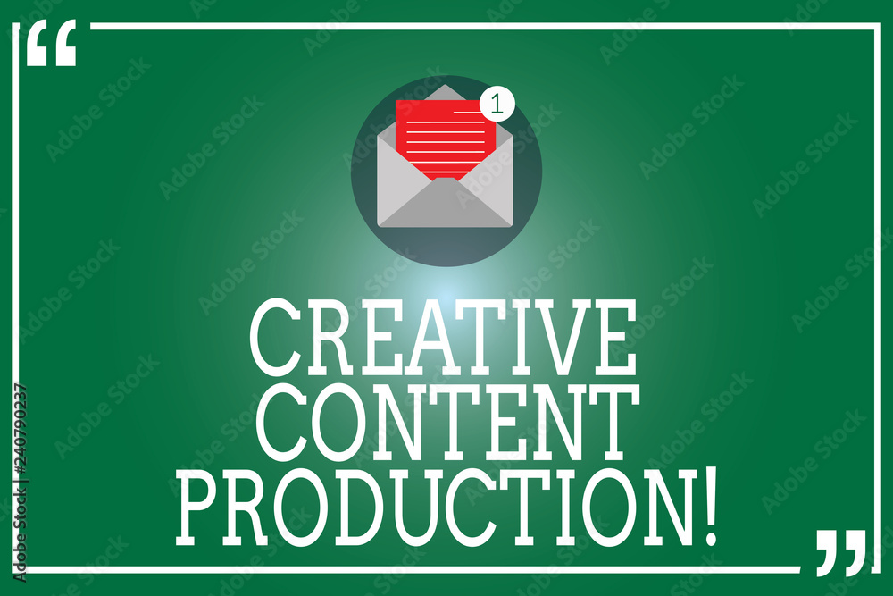 Fototapete handwriting text creative content production. concept meaning developing and creating visual or writ