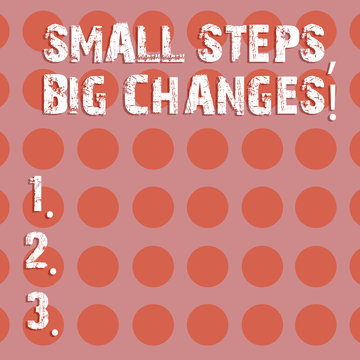 Text sign showing Small Steps Big Changes. Conceptual photo Make little things to accomplish great goals Circle photo Two Tone Blank Copy Space Template for Posters Ad Cards