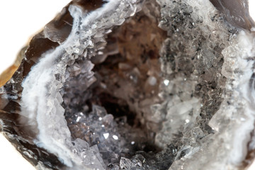 Macro mineral stone agate kidney gerbera on white background close up