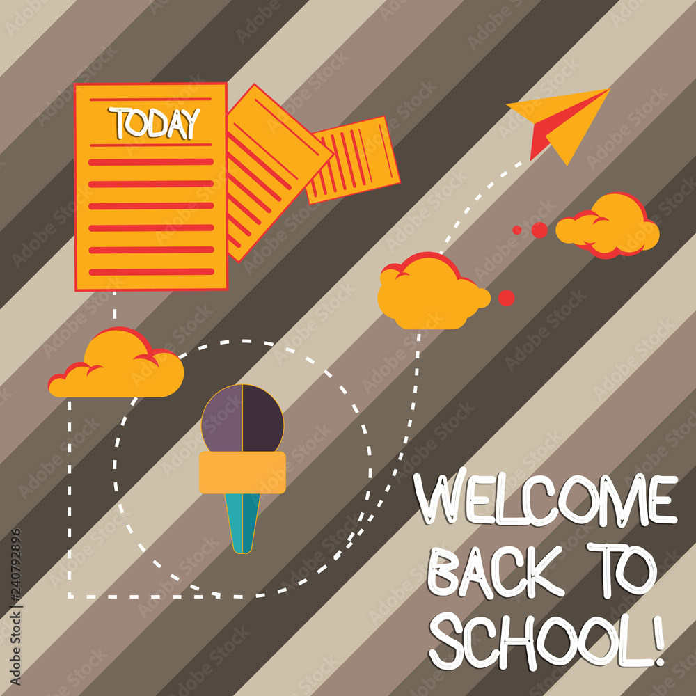 Poster handwriting text writing welcome back to school. concept meaning return to classroom study again edu