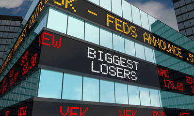 Biggest Losers Stock Market Ticker Words 3d Illustration