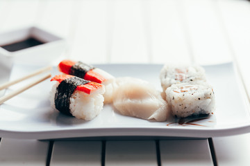 Fresh and delicious sushi Japanese food. Image of Japanese food