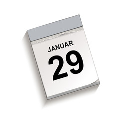 Kalender Januar 29, Abreißkalender mit Datum, Vektor Illustration isoliert auf weißem Hintergrund