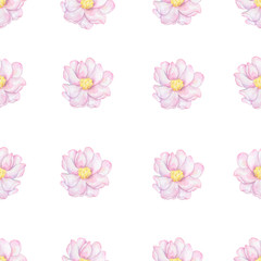 This Modern Pink and Purple Floral Pattern Features a Repeating Flower Background Design with Pastel on white background