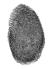 Fingerprint in Black and White, transparent calgue paper. Real fingerprint isolated.