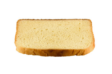 Fototapeta na wymiar square slice of the toast bread isolated over the white background, side view