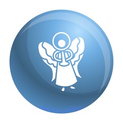 Blue xmas angel icon. Simple illustration of blue xmas angel vector icon for web design isolated on white background