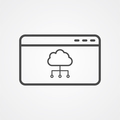 Cloud computing icon vector, outline flat sign, solid pictogram isolated on white. Symbol, logo illustration.
