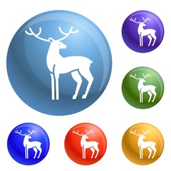 Fototapeta na wymiar Xmas deer icons set vector 6 color isolated on white background