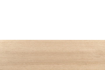 Empty wooden table on white background. Mockup for design
