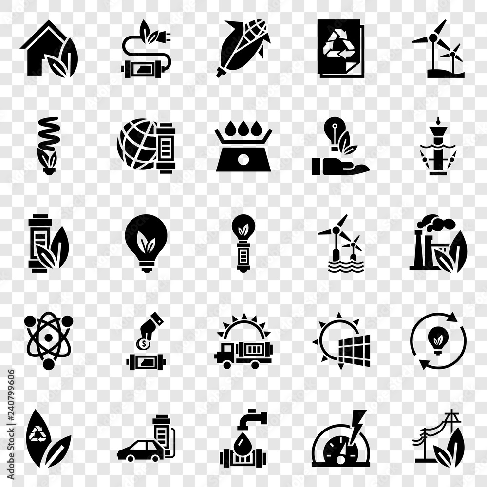 Poster energy saving icon set. simple set of energy saving vector icons for web design