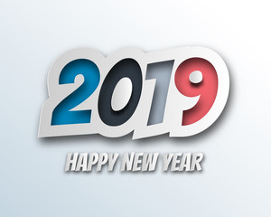 Happy new 2019 year. Greetings card. Colorful design. Vector illustration.