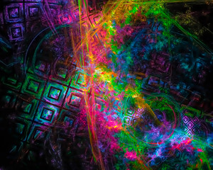abstract digital fractal, beautiful design, party