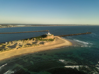 Aerial Photos of Nobby's Beach and Nobby's Lighthouse at Newcastle, New South Wales in Australia - 240802402
